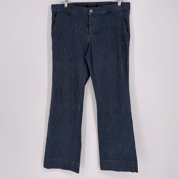 Vintage Theory Wide Leg Button Fly Jeans Size 36 in Dark Wash Denim - Picture 1 of 8